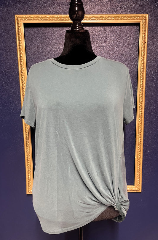 Green Envelope Light Blue Knotted Tee