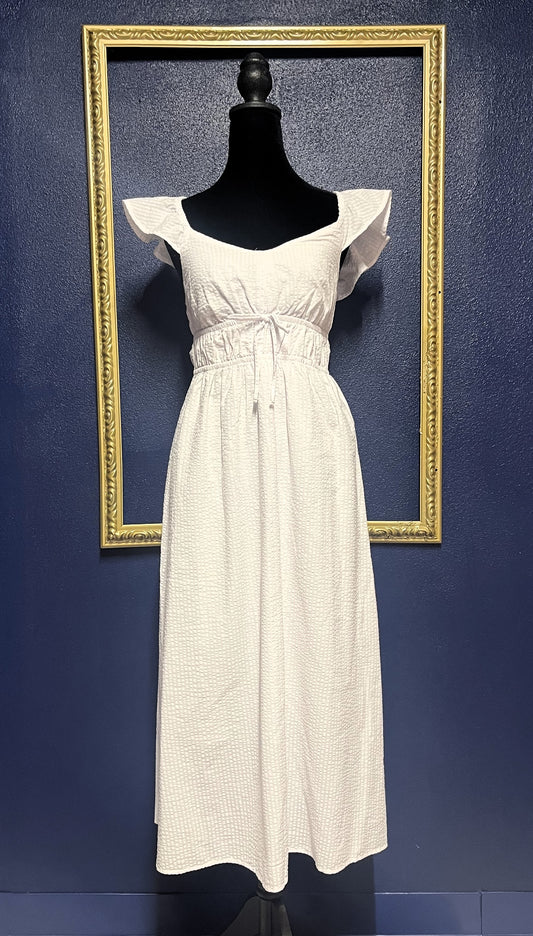 SO White Flutter Cap Sleeve Dress