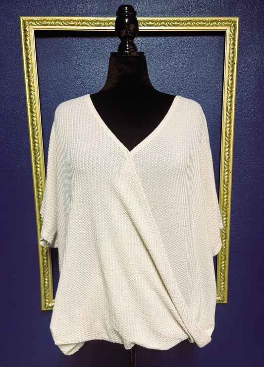 Umgee Cream Waffle Knit Top