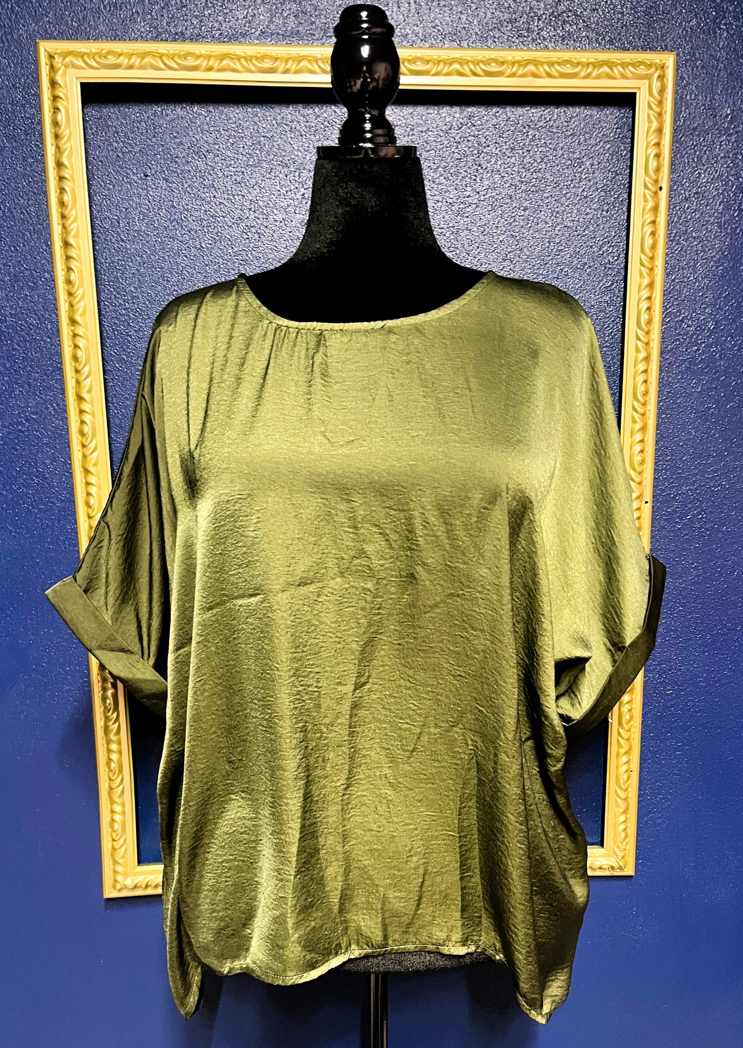 Glam Olive Silk Blouse