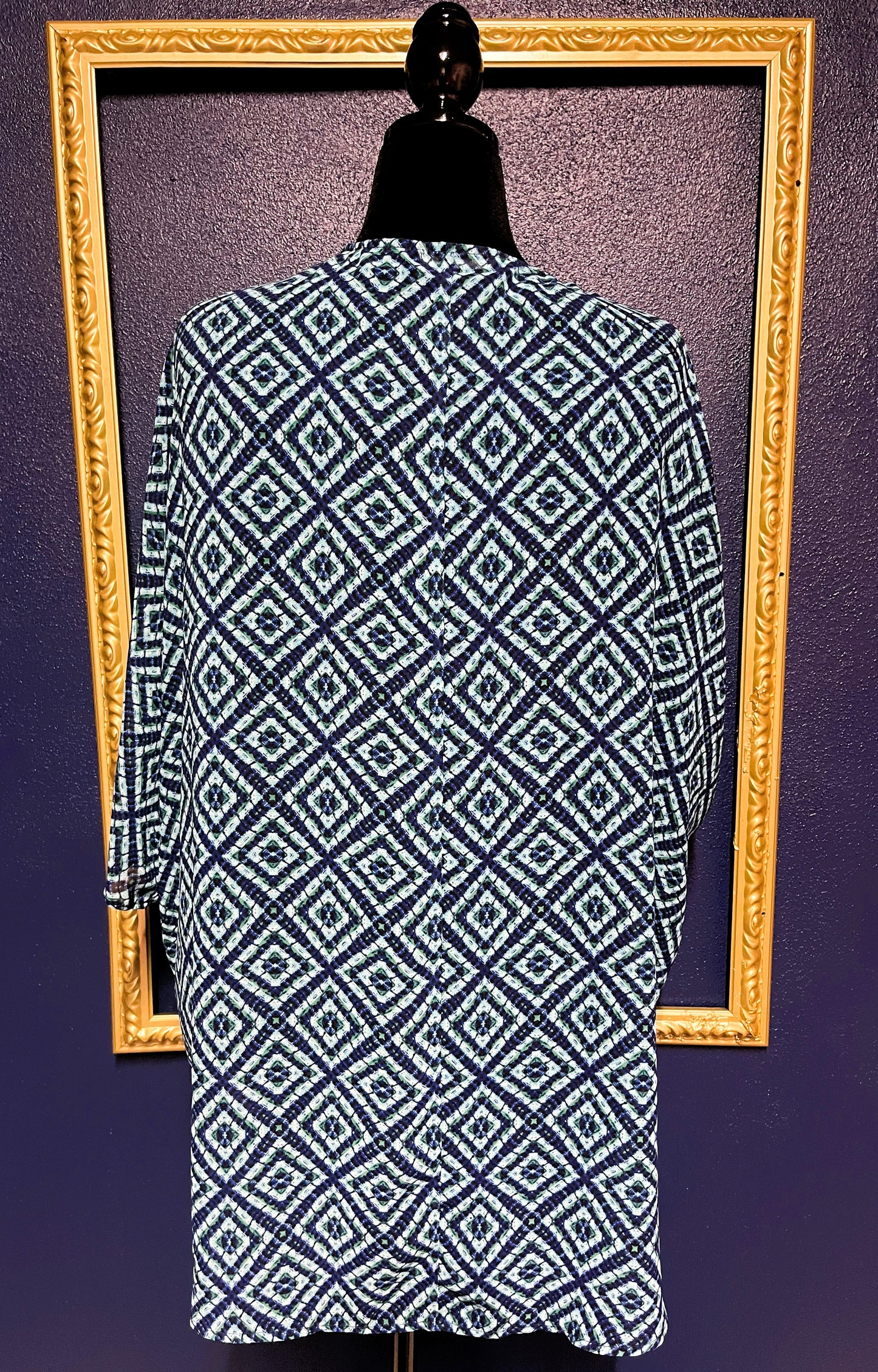 Maurices Turquoise Diamond Print Kimono