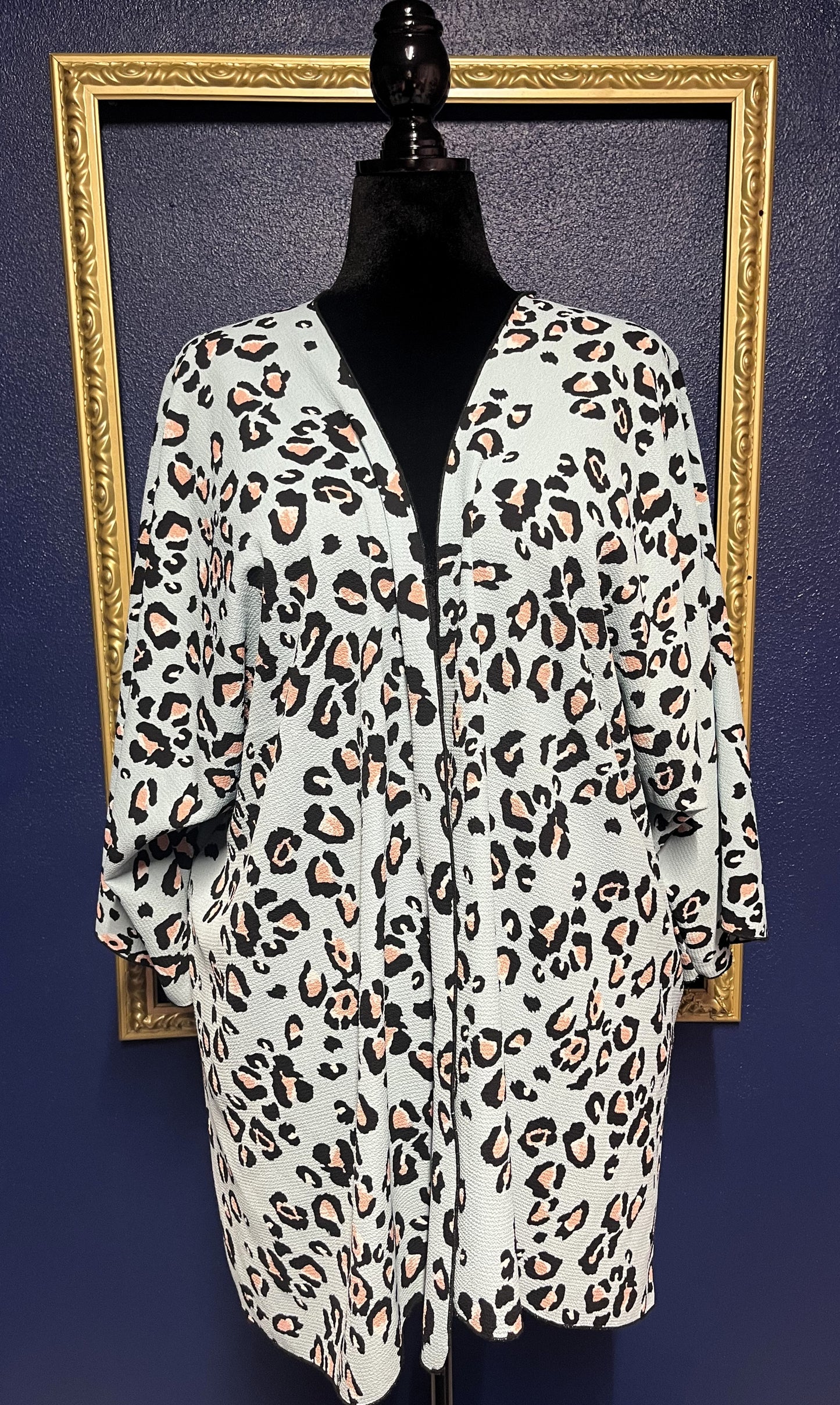 Light Blue Leopard Kimono