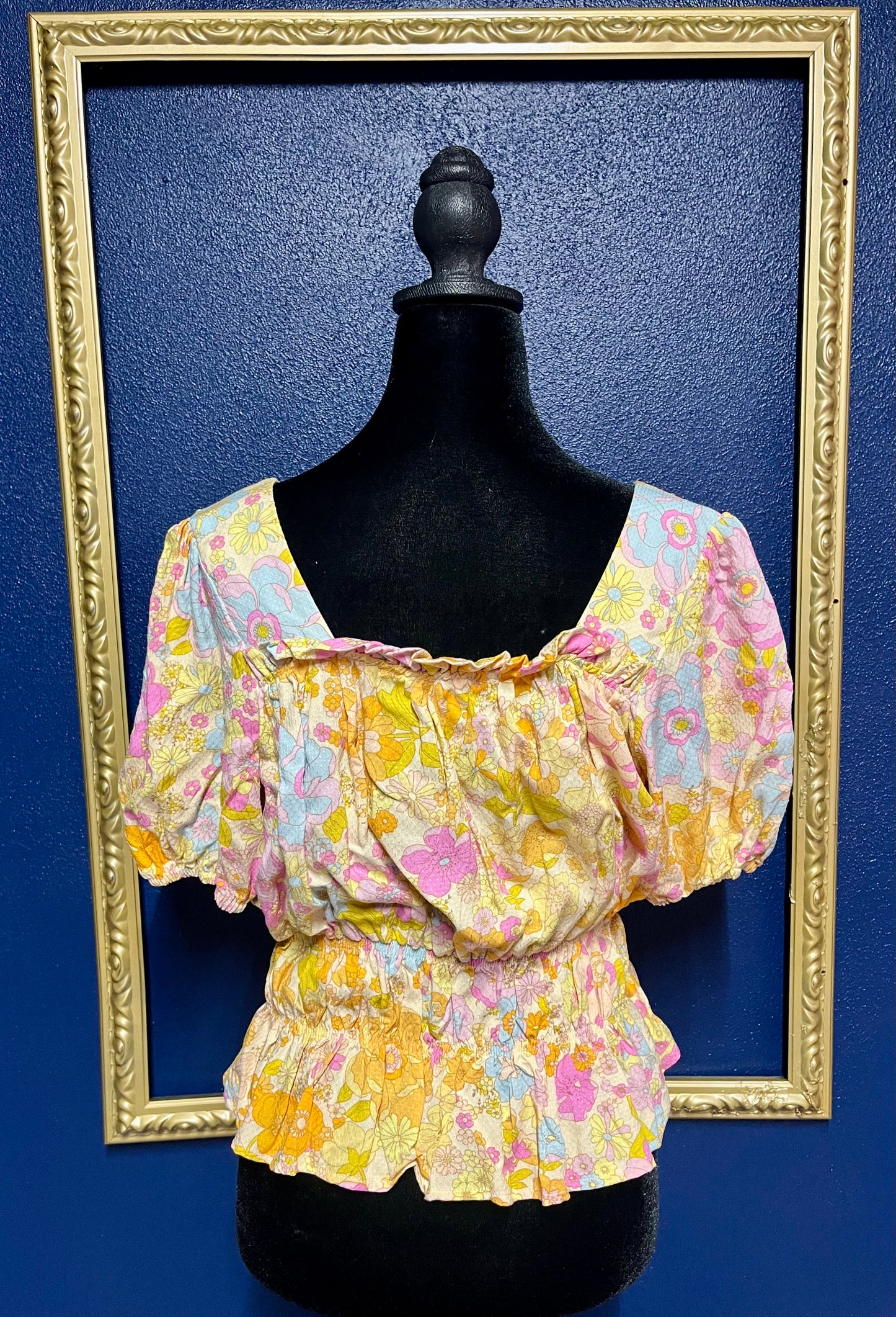 Cynthia Rowley Floral Gathered Top