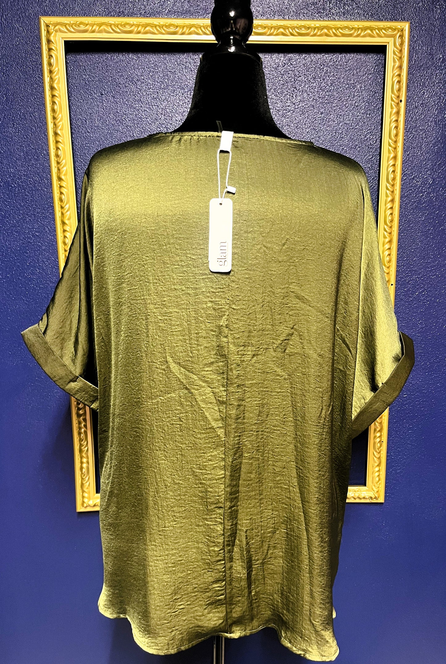 Glam Olive Silk Blouse