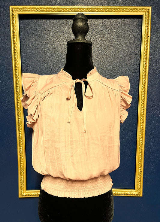Rachel Zoe Blush Flutter Sleeve Top