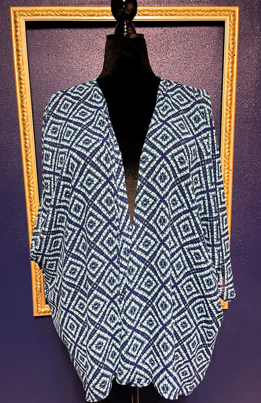 Maurices Turquoise Diamond Print Kimono