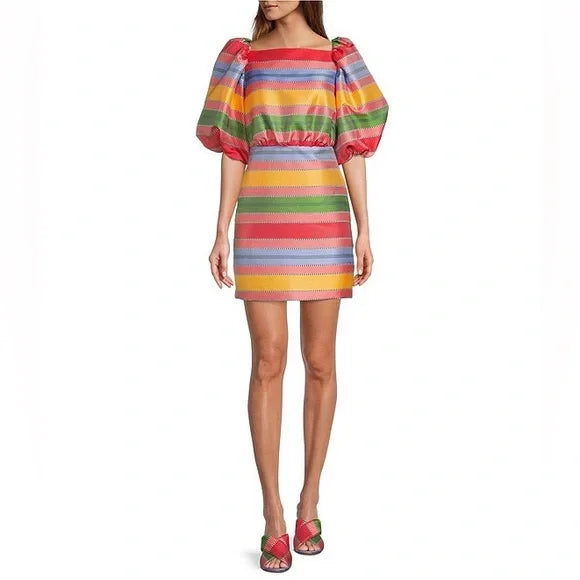 Antonio Melani Stripe Puff Sleeve Mini Dress
