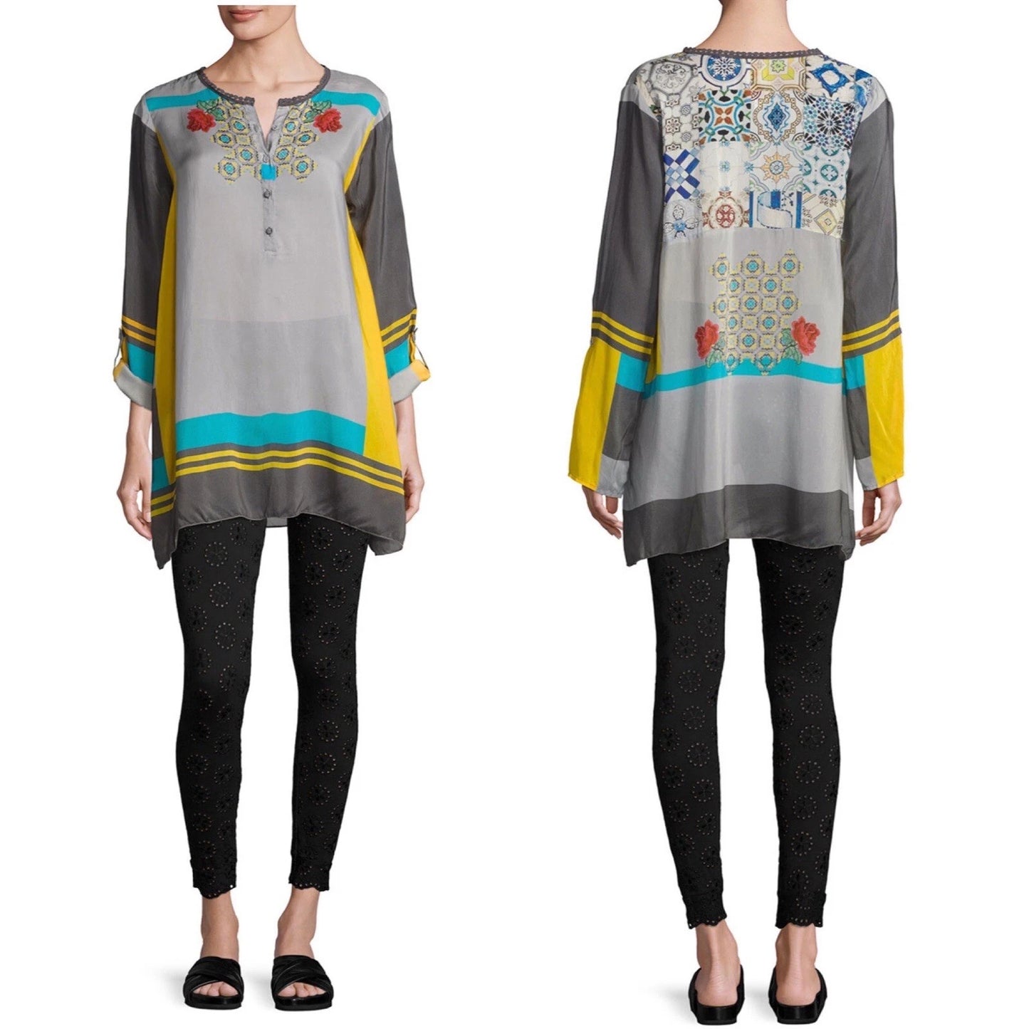 Johnny Was Multi Silk Blouse